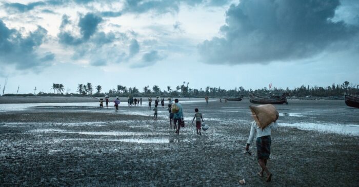 Rohingya refugees enter Bangladesh after crossing the Naf River. Pietro Masturzo/Prospekt. 
https://newrepublic.com/article/145870/myanmars-imagined-jihadis-military-ethnic-cleansing-rohingya-muslims